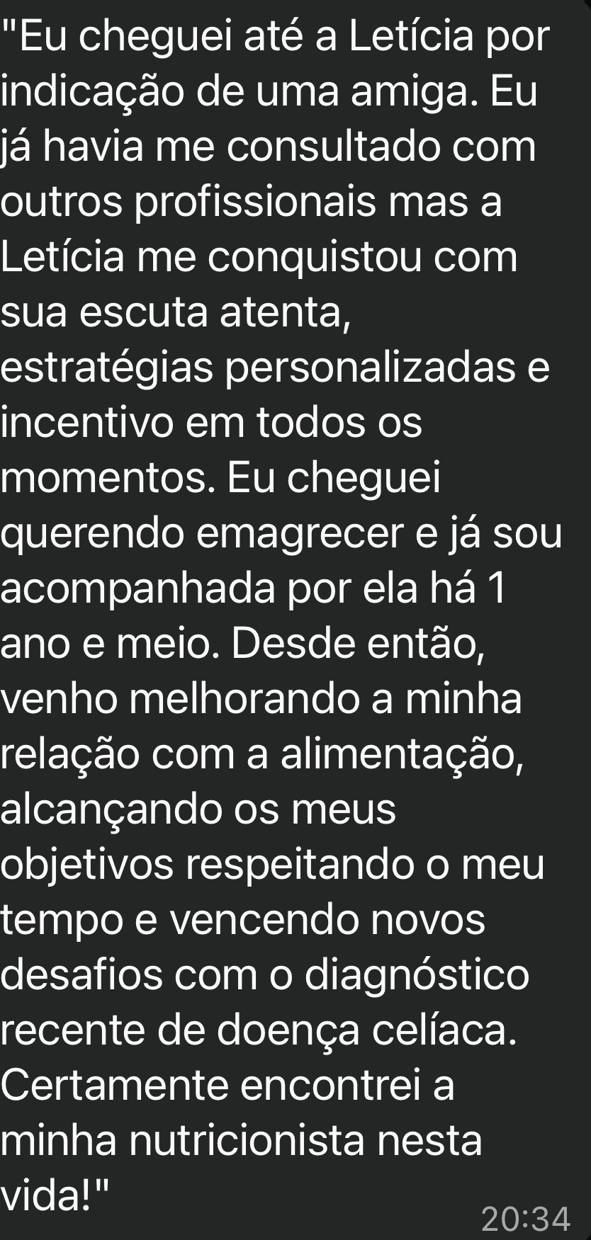 Print de WhatsApp: depoimento de Vanessa Feldmann sobre emagrecimento sem medicação